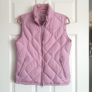 QUEST Womens Small Puffer Vest Light Pink Full Zip Quilted 80% Down Insulated
